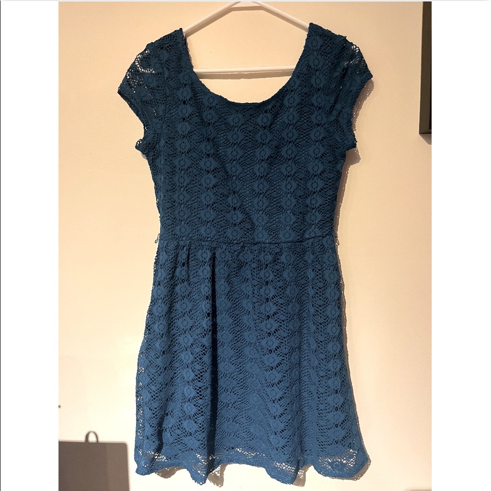 Love Reign teal lace skater dress in Medium